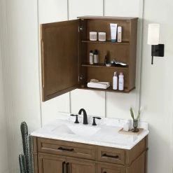 Home Decorators Collection Caville 24 in. W x 30 in. H Rectangular Brown Surface Mount Medicine Cabinet with Mirror in Almond Toffee -Makeup Mirrors Sales Store almond latte home decorators collection medicine cabinets with mirrors caville mc al 1f 1000