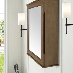 Home Decorators Collection Caville 24 in. W x 30 in. H Rectangular Brown Surface Mount Medicine Cabinet with Mirror in Almond Toffee -Makeup Mirrors Sales Store almond latte home decorators collection medicine cabinets with mirrors caville mc al 44 1000