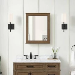 Home Decorators Collection Caville 24 in. W x 30 in. H Rectangular Brown Surface Mount Medicine Cabinet with Mirror in Almond Toffee -Makeup Mirrors Sales Store almond latte home decorators collection medicine cabinets with mirrors caville mc al 4f 1000
