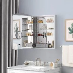 Home Decorators Collection Frankford 24 in. x 32 in. Recessed or Surface Mount Medicine Cabinet with Mirror -Makeup Mirrors Sales Store aluminum home decorators collection medicine cabinets with mirrors frankford 1f 1000