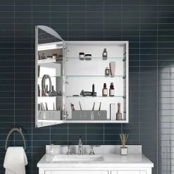 Home Decorators Collection Frankford 24 in. x 32 in. Recessed or Surface Mount Medicine Cabinet with Mirror -Makeup Mirrors Sales Store aluminum home decorators collection medicine cabinets with mirrors frankford 31 1000