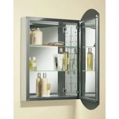 KOHLER Archer 20 in. W x 31 in. H Single Door Mirrored Recessed Medicine Cabinet in Anodized Aluminum -Makeup Mirrors Sales Store aluminum kohler medicine cabinets with mirrors k 3073 na 77 1000