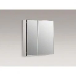 KOHLER Double Door 25 in. W x 26 in. H x 5 in. D Aluminum Cabinet with Square Mirrored Door in Silver -Makeup Mirrors Sales Store aluminum kohler medicine cabinets with mirrors k cb clc2526fs a0 1000