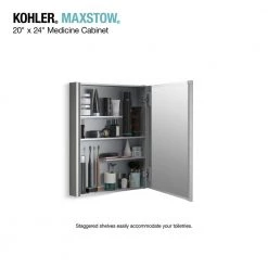 KOHLER Maxstow 20 in. x 24 in. Aluminum Frameless Surface-Mount Soft Close Medicine Cabinet with Mirror -Makeup Mirrors Sales Store aluminum kohler medicine cabinets with mirrors k r79224 la1 66 1000