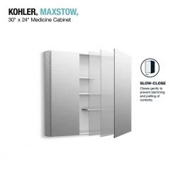 KOHLER Maxstow 30 in. x 24 in. Aluminum Frameless Surface-Mount Soft Close Medicine Cabinet with Mirror -Makeup Mirrors Sales Store aluminum kohler medicine cabinets with mirrors k r79225 la1 1d 1000