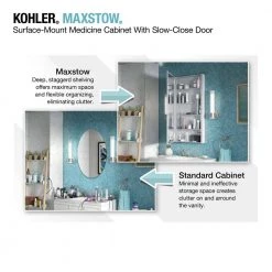 KOHLER Maxstow 30 in. x 24 in. Aluminum Frameless Surface-Mount Soft Close Medicine Cabinet with Mirror -Makeup Mirrors Sales Store aluminum kohler medicine cabinets with mirrors k r79225 la1 77 1000