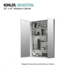 KOHLER Maxstow 30 in. x 40 in. Aluminum Frameless Surface-Mount Soft Close Medicine Cabinet with Mirror -Makeup Mirrors Sales Store aluminum kohler medicine cabinets with mirrors k r79228 la1 1f 1000