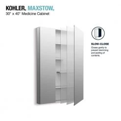KOHLER Maxstow 30 in. x 40 in. Aluminum Frameless Surface-Mount Soft Close Medicine Cabinet with Mirror -Makeup Mirrors Sales Store aluminum kohler medicine cabinets with mirrors k r79228 la1 4f 1000
