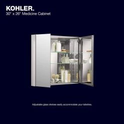 KOHLER CLC 30 in. x 26 in. Recessed/Surface Mount Soft Close Medicine Cabinet with Mirrored Door -Makeup Mirrors Sales Store aluminum kohler medicine cabinets with mirrors r79221 na 1d 1000