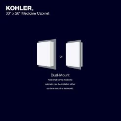 KOHLER CLC 30 in. x 26 in. Recessed/Surface Mount Soft Close Medicine Cabinet with Mirrored Door -Makeup Mirrors Sales Store aluminum kohler medicine cabinets with mirrors r79221 na 66 1000