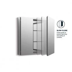 KOHLER CLC 30 in. x 26 in. Recessed/Surface Mount Soft Close Medicine Cabinet with Mirrored Door -Makeup Mirrors Sales Store aluminum kohler medicine cabinets with mirrors r79221 na a0 1000