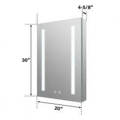 WELLFOR 20 in. W x 30 in. H Medium Rectangular Aluminum Recessed/Surface Mount Medicine Cabinet with Mirror and Lighted -Makeup Mirrors Sales Store aluminum medicine cabinets with mirrors w4mcl2030r 1f 1000