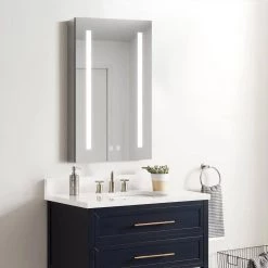 WELLFOR 20 in. W x 30 in. H Medium Rectangular Aluminum Recessed/Surface Mount Medicine Cabinet with Mirror and Lighted -Makeup Mirrors Sales Store aluminum medicine cabinets with mirrors w4mcl2030r 31 1000