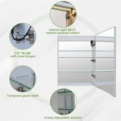 WELLFOR 20 in. W x 30 in. H Medium Rectangular Aluminum Recessed/Surface Mount Medicine Cabinet with Mirror and Lighted -Makeup Mirrors Sales Store aluminum medicine cabinets with mirrors w4mcl2030r 4f 1000