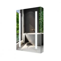 WELLFOR 20 in. W x 30 in. H Medium Rectangular Aluminum Recessed/Surface Mount Medicine Cabinet with Mirror and Lighted