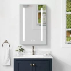 WELLFOR 20 in. W x 30 in. H Medium Rectangular Aluminum Recessed/Surface Mount Medicine Cabinet with Mirror and Lighted -Makeup Mirrors Sales Store aluminum medicine cabinets with mirrors w4mcl2030r c3 1000