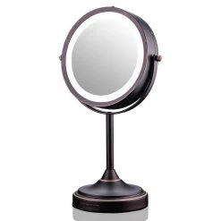 OVENTE 5.3 in. x 12.8 in. Tabletop Makeup Mirror in Antique Bronze