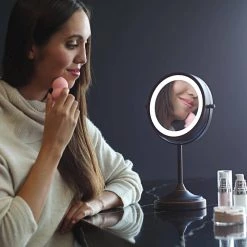 OVENTE 5.3 in. x 12.8 in. Tabletop Makeup Mirror in Antique Bronze -Makeup Mirrors Sales Store antique bronze ovente makeup mirrors mct70bz1x7x 66 1000