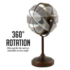 OVENTE Small Antique Bronze Lighted Mirror (13.2 in. H x 4.7 in. W), 1x, 7x Magnification -Makeup Mirrors Sales Store antique bronze ovente makeup mirrors mctr70abz1x7x c3 1000