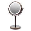 OVENTE Small Antique Bronze Lighted Tabletop Makeup Mirror (11.6 in. H x 7.1 in. W), 1x-7x Magnification