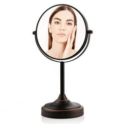 OVENTE 5.3 in. x 12.8 in. Tabletop Makeup Mirror in Antique Bronze