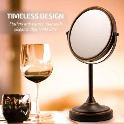 OVENTE 5.3 in. x 12.8 in. Tabletop Makeup Mirror in Antique Bronze -Makeup Mirrors Sales Store antique bronze ovente makeup mirrors mnlct70abz1x7x d4 1000