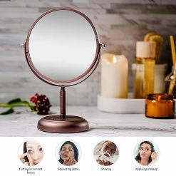 OVENTE 5.5 in. x 14.4 in. Tabletop Makeup Mirror in Antique Bronze -Makeup Mirrors Sales Store antique bronze ovente makeup mirrors mnldt70abz1x5x fa 1000