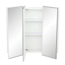JENSEN Horizon 48 in. W x 28-1/4 in. H x 5 in. D Frameless Tri-View Recessed Bathroom Medicine Cabinet in White -Makeup Mirrors Sales Store basic white jensen medicine cabinets with mirrors dis255048x 1d 1000