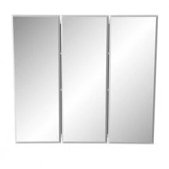 JENSEN Horizon 48 in. W x 28-1/4 in. H x 5 in. D Frameless Tri-View Recessed Bathroom Medicine Cabinet in White -Makeup Mirrors Sales Store basic white jensen medicine cabinets with mirrors dis255048x 77 1000
