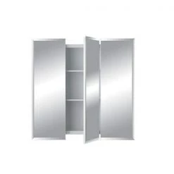 JENSEN Horizon 48 in. W x 28-1/4 in. H x 5 in. D Frameless Tri-View Recessed Bathroom Medicine Cabinet in White -Makeup Mirrors Sales Store basic white jensen medicine cabinets with mirrors dis255048x c3 1000