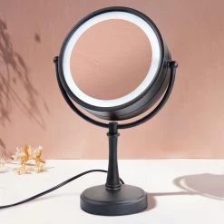 Conair Reflections 8.5 Inch 7x Magnification Incandescent Lighted Mirror in Matte Black -Makeup Mirrors Sales Store black conair makeup mirrors 985118546m 44 1000