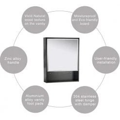 Eclife 22 in. W x 28 in. H x 6 in. D Black Wood Wall Surface Mount Medicine Cabinet with Mirror with 2-Adjustable Shelves -Makeup Mirrors Sales Store black eclife medicine cabinets with mirrors thkfbv204bk 44 1000