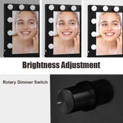 Gymax 23 in. 27 in. Small Large Wall Mounted Vanity Bathroom Makeup Mirror Hollywood Dimmer Light in Black -Makeup Mirrors Sales Store black gymax makeup mirrors gym03934 1f 1000