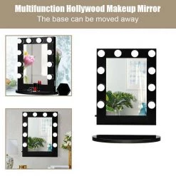 Gymax 23 in. 27 in. Small Large Wall Mounted Vanity Bathroom Makeup Mirror Hollywood Dimmer Light in Black -Makeup Mirrors Sales Store black gymax makeup mirrors gym03934 4f 1000