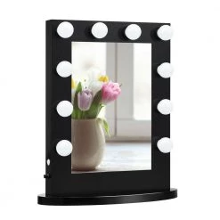 Gymax 23 in. 27 in. Small Large Wall Mounted Vanity Bathroom Makeup Mirror Hollywood Dimmer Light in Black -Makeup Mirrors Sales Store black gymax makeup mirrors gym03934 76 1000