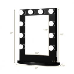 Gymax 23 in. 27 in. Small Large Wall Mounted Vanity Bathroom Makeup Mirror Hollywood Dimmer Light in Black -Makeup Mirrors Sales Store black gymax makeup mirrors gym03934 c3 1000