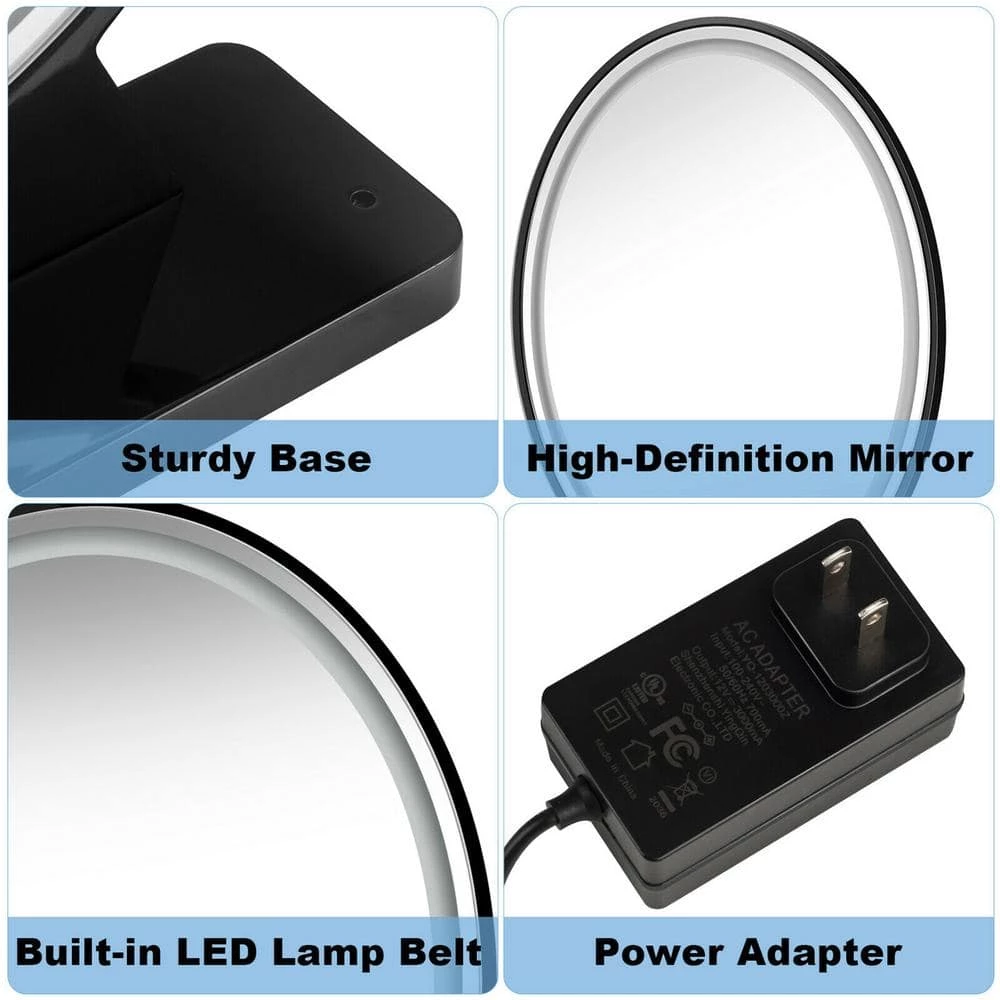 Gymax Hollywood Vanity Lighted Makeup Mirror Remote Control 4 Color Dimming Black 10 Gymax Hollywood Vanity Lighted Makeup Mirror Remote Control 4 Color Dimming Black - Image 8