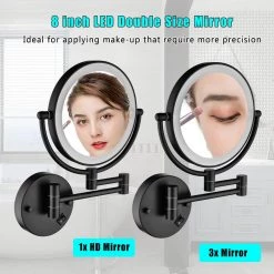 INSTER 8 in. x 9 in. Double-Sided Magnifying Retractable Mirror Wall-Mount LED Makeup Bathroom Makeup Mirror in Black -Makeup Mirrors Sales Store black inster makeup mirrors wshdrmmr0023 31 1000