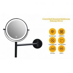 Lansi Luxury Patented 8 in. Small Round 3-Color- LED 1X/10X Magnifying Bathroom Makeup Mirror in Black -Makeup Mirrors Sales Store black lansi makeup mirrors aybszhd1408 4f 1000