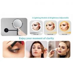 Lansi Luxury Patented 8 in. Small Round 3-Color- LED 1X/10X Magnifying Bathroom Makeup Mirror in Black -Makeup Mirrors Sales Store black lansi makeup mirrors aybszhd1408 66 1000