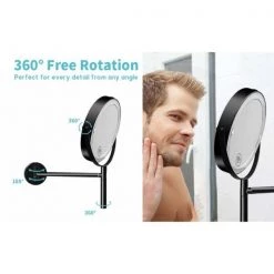 Lansi Luxury Patented 8 in. Small Round 3-Color- LED 1X/10X Magnifying Bathroom Makeup Mirror in Black -Makeup Mirrors Sales Store black lansi makeup mirrors aybszhd1408 76 1000