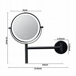 Lansi Luxury Patented 8 in. Small Round 3-Color- LED 1X/10X Magnifying Bathroom Makeup Mirror in Black -Makeup Mirrors Sales Store black lansi makeup mirrors aybszhd1408 c3 1000