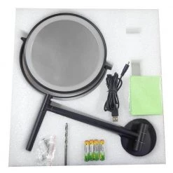 Lansi Luxury Patented 8 in. Small Round 3-Color- LED 1X/10X Magnifying Bathroom Makeup Mirror in Black -Makeup Mirrors Sales Store black lansi makeup mirrors aybszhd1408 d4 1000