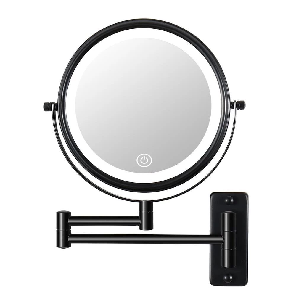Lansi 21.2 in. W x 12 in. H Small Round Magnifying Foldable 10x Dimmable LED 2-side Bathroom Makeup Mirror in Black 3 Lansi 21.2 in. W x 12 in. H Small Round Magnifying Foldable 10x Dimmable LED 2-side Bathroom Makeup Mirror in Black