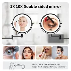 Lansi 21.2 in. W x 12 in. H Small Round Magnifying Foldable 10x Dimmable LED 2-side Bathroom Makeup Mirror in Black 21 Lansi 21.2 in. W x 12 in. H Small Round Magnifying Foldable 10x Dimmable LED 2-side Bathroom Makeup Mirror in Black -Makeup Mirrors Sales Store black makeup mirrors aybszhd581 d4 1000