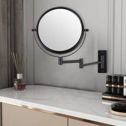 Unbranded 8 in. X 8 in. Small Round Magnifying Wall Mounted Bathroom Makeup Mirror in Adjustable 1x/10x Magnification 12 Unbranded 8 in. X 8 in. Small Round Magnifying Wall Mounted Bathroom Makeup Mirror in Adjustable 1x/10x Magnification -Makeup Mirrors Sales Store black makeup mirrors chuchu xb480 1f 1000