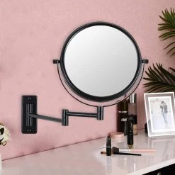 Unbranded 8 in. X 8 in. Small Round Magnifying Wall Mounted Bathroom Makeup Mirror in Adjustable 1x/10x Magnification 11 Unbranded 8 in. X 8 in. Small Round Magnifying Wall Mounted Bathroom Makeup Mirror in Adjustable 1x/10x Magnification -Makeup Mirrors Sales Store black makeup mirrors chuchu xb480 4f 1000