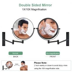 Unbranded 8 in. X 8 in. Small Round Magnifying Wall Mounted Bathroom Makeup Mirror in Adjustable 1x/10x Magnification -Makeup Mirrors Sales Store black makeup mirrors chuchu xb483 1f 1000