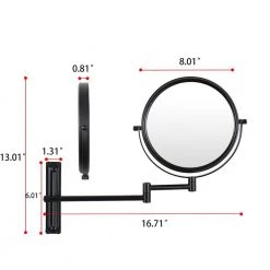 Unbranded 8 in. X 8 in. Small Round Magnifying Wall Mounted Bathroom Makeup Mirror in Adjustable 1x/10x Magnification -Makeup Mirrors Sales Store black makeup mirrors chuchu xb483 4f 1000