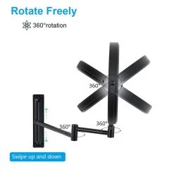 Unbranded 8 in. W x 8 in. H Round Moving Up and Down Magnifying adjustable Freestanding Bathroom Makeup Mirror in Black 12 Unbranded 8 in. W x 8 in. H Round Moving Up and Down Magnifying adjustable Freestanding Bathroom Makeup Mirror in Black -Makeup Mirrors Sales Store black makeup mirrors ls8d w bk 4f 1000